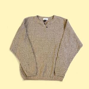 Bill Blass brown henley sweater Size Large Tall  #henley #knitwear